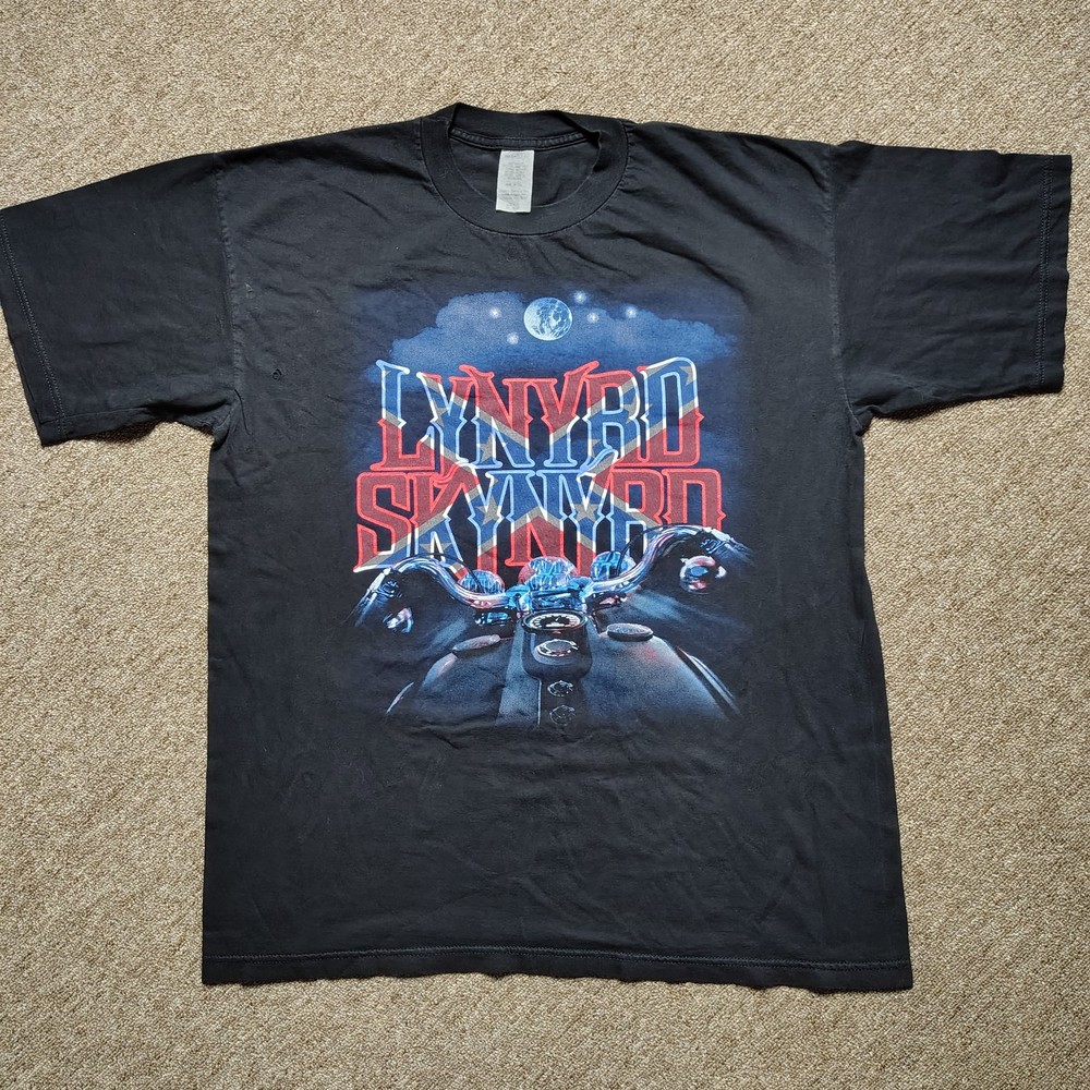 Vintage LYNYRD SKYNYRD Shirt Men XL Black Motorcycle Twenty Album Distressed 90s