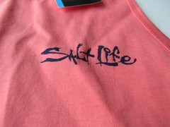 Salt Life Mens One Cast At A Time 100% Cotton Salmon Large Tank Top Nwt