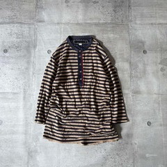 Diesel 00s Striped Henry Neck T-Shirt Short Sleeve Grunge Japan