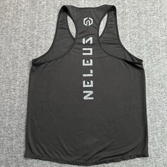 Neleus Men’s Black Mesh Performance Racerback Tank Top Size Large Gym