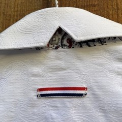Patroncito Shirt Small White Sleeveless Textured Brocade Fabric Snap Button Dow