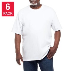 Kirkland Men’s 6-pack White 100% Cotton Crew Neck T-shirt S M L XL XXL 3XL