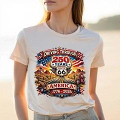 Route 66 250 Years America T-Shirt, Patriotic USA Flag 1776-2026