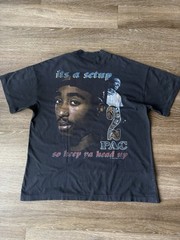 Tupac Shakur 2Pac Black Double-Sided Graphic Tee Crew Neck Men’s XL