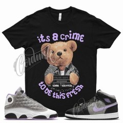 CRIME T Shirt for J1 1 Mid SE GS Houndstooth Lilac Silver Plaid Violet 13