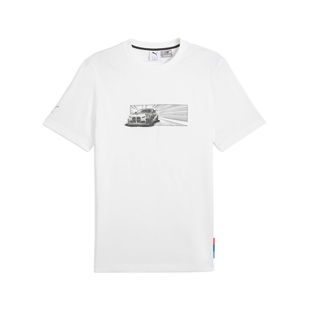 PUMA Bmw M Motorsport Car Graphic Crew Neck Short Sleeve T-Shirt Mens White Casu