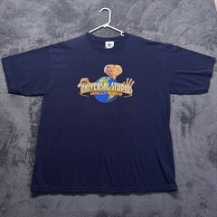 Vintage Universal Studios Hollywood ET Movie Graphic Tee Navy Blue Mens XL