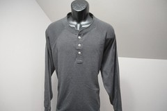 The Normal Brand Henley Sweat Shirt Gray Long Sleeve Stretch Mens Size 2XL XXL