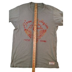 True Religion Rebels Biker Graphic Tee Medium Khaki Winged Cycle Club Horseshoe