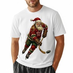 Vintage Santa Hockey T-Shirt North Pole Jersey Christmas Holiday Sports Sweater