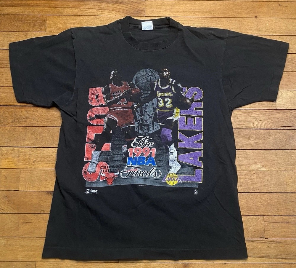 Vintage 1991 NBA Finals Bulls Lakers Salem T-Shirt Jordan Magic NBA 90s Men’s L