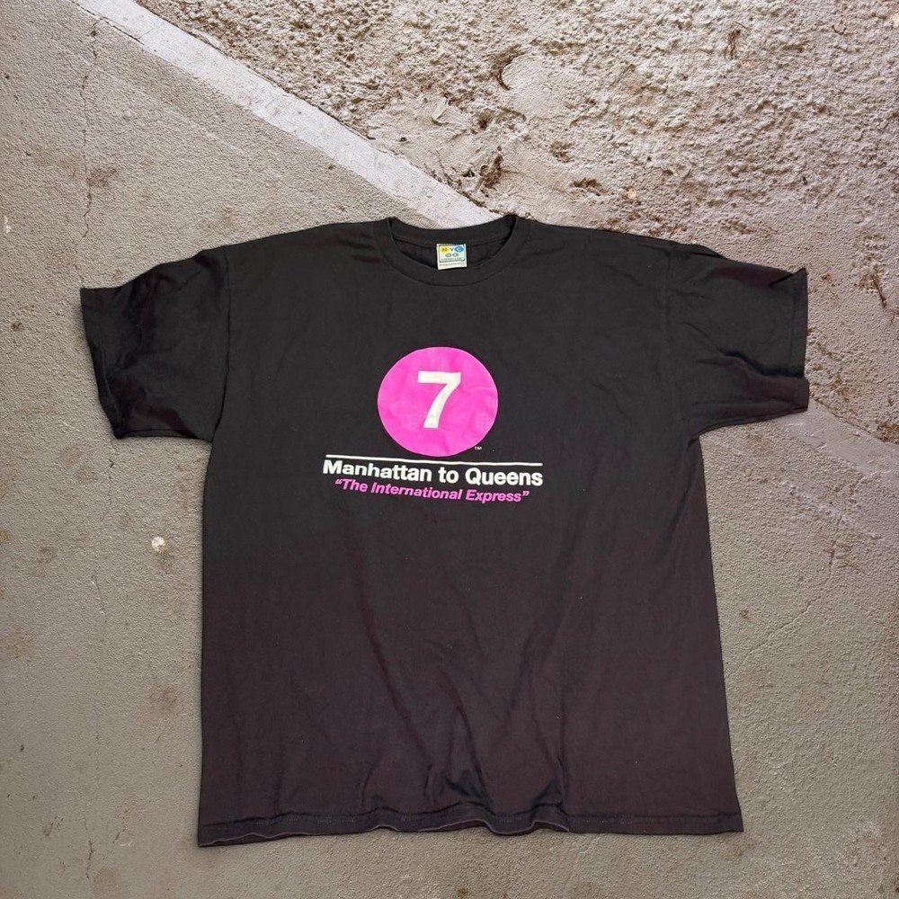 Y2K Vintage NYC Subway Line International Express Tee Shirt XXL