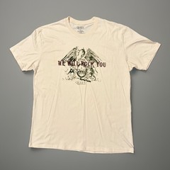 Queen We Will Rock You T Shirt Men’s XL Freddie Mercury Short Sleeve Cream