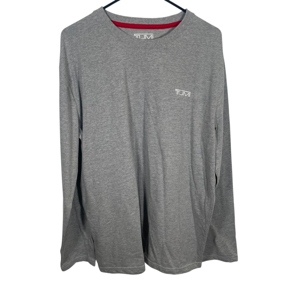 TUMI Long Sleeve T Shirt Mens Size XL Crewneck Air India Gray Travel
