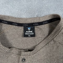 Kuhl Shirt Mens XL Brown Konflikt Henley Waffle Knit Thermal Hiking Hiker