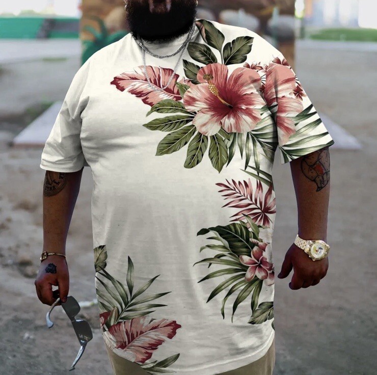 Men’s Size 6XB Statement Floral Print T-Shirt