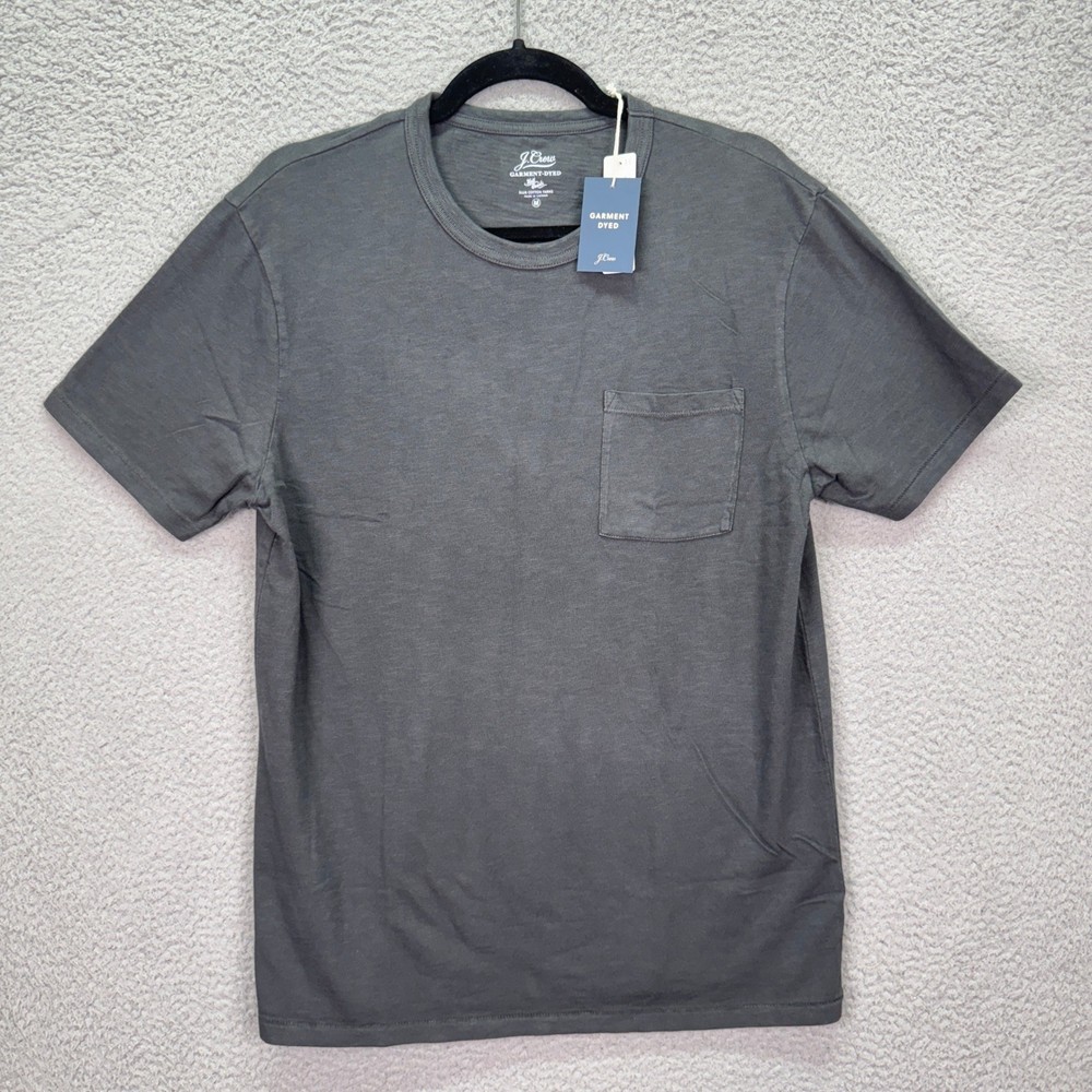 J Crew Tshirt Mens M Charcoal Gray Garment Dyed Slub Cotton Pocket Tee Preppy