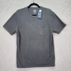 J Crew Tshirt Mens M Charcoal Gray Garment Dyed Slub Cotton Pocket Tee Preppy