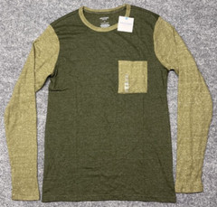 Arizona T-Shirt Mens M Green Long Sleeve Pocket Crew Neck Polycotton New