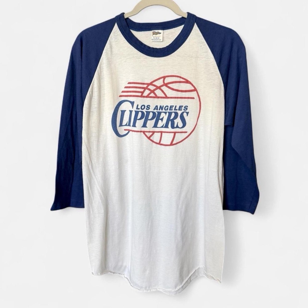 Vintage 80s Los Angeles Clippers Raglan Tee XL Made in USA