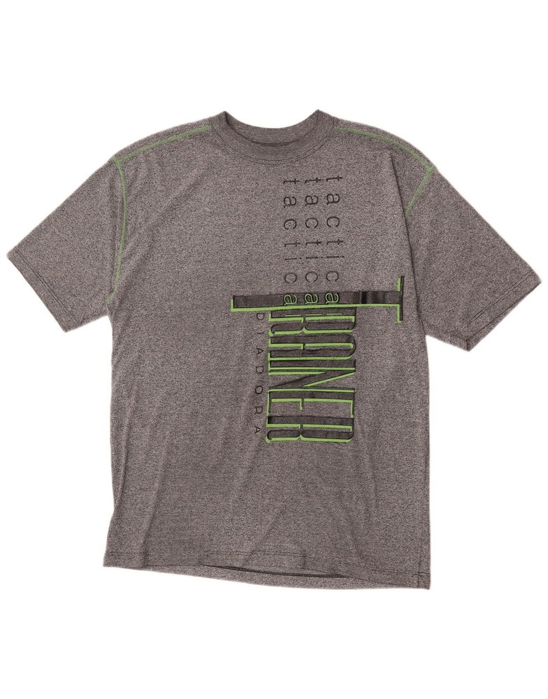 Diadora Mens Graphic T-Shirt Top Large Grey Flecked Cotton BK02