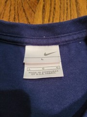 Nike Shirt Large Navy Blue Logo Tee Crew Neck T Shirt Regular Yellow Logo Mens