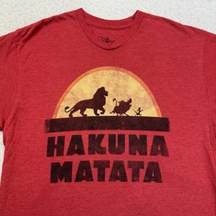 Disney Lion King Shirt Mens XL Red Simba Timon Pumbaa Hakuna Matata Short Sleeve
