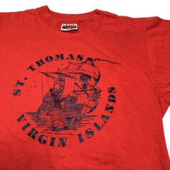 Vintage 70s St Thomas Pirate Ship Travel Tee Single Stitch Medium T Shirt Vtg