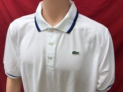 New Lacoste Sport Men’s Ultra Dry Tennis polyester collared T-Shirt, white,7/2XL