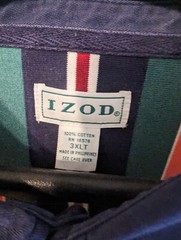 IZOD Rugby Shirt Men’s 3XLT Stripes Blue Red Green Orange Wht Badge Logo LngSlev