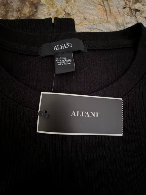 Alfani Men’s Short Sleeve Pullover Crew Neck Ribbed Top Black XXL NWT