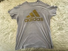 Adidas The Go-To Performance Tee Gray w/Gold Logo Climalite T-Shirt Mens XL 2019