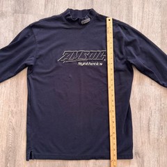 Amsoil Synthetics Mock Neck Long Sleeve Shirt Mens Small Navy Blue