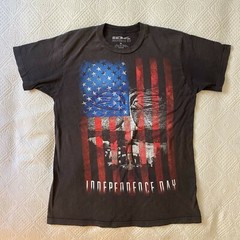 Independence Day ID4 Mens Graphic T-Shirt Black Blue Patriotic Crew Neck Tee M