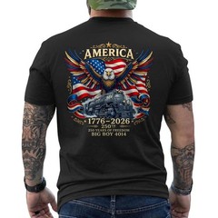 250 Years Big Boy 4014 Train US Flag Eagle Vintage Patriotic ON BACK T-Shirt