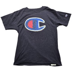 Champion Shirt Mens Medium Navy Blue Big C Logo Graphic Tee Short Sleeve Cotton