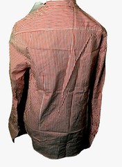 Allegra K Men’s White/Red Stripe Shirt NWT Size 38 Contrast Sleeve NWT Free Ship