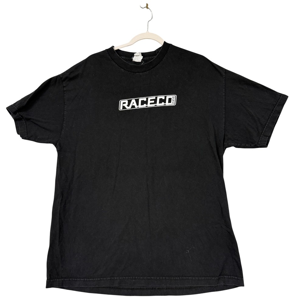 Alstyle Shirt Mens XL Black Raceco USA Racing Graphic Tee Front Back Print