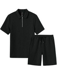 Mens Sweat Suits Set Tracksuit 2 Piece Outfits Short Sleeve Casual Sweatshirt…