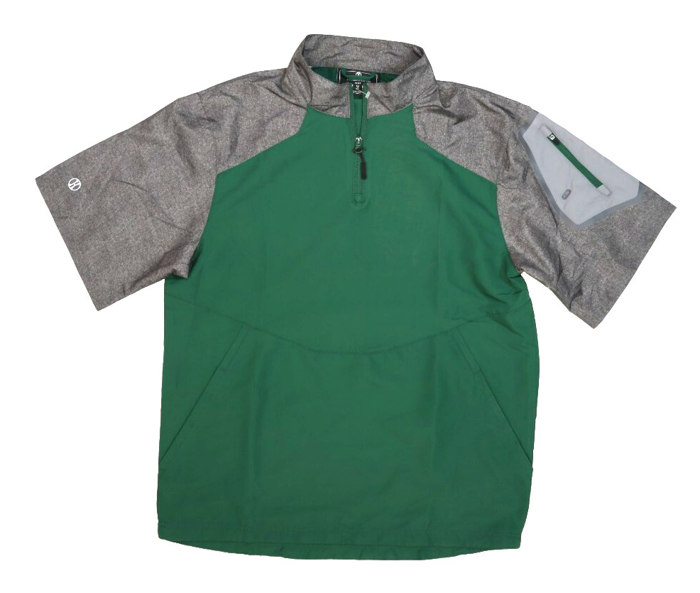 Holloway Mens Green Gray Short Sleeve 1/4 Zip Performance Pullover Shirt M
