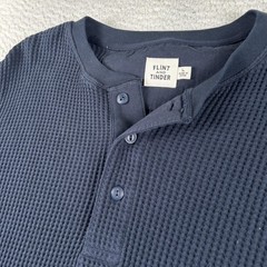 Flint And Tinder Shirt Mens Large Waffle Thermal Henley Long Sleeve Navy Blue