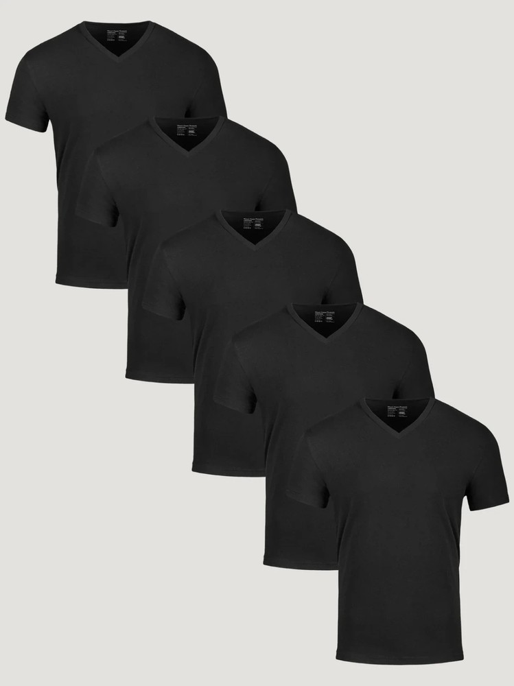 Fresh Clean Threads All Black V-Neck 5-Pack SHORT FIT- SHIPS FREE!