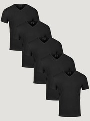 Fresh Clean Threads All Black V-Neck 5-Pack SHORT FIT- SHIPS FREE!