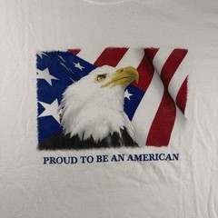 Proud to Be American T-Shirt Vintage 90s, White, Large Boxy Fit Y2K