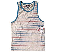 Quiksilver Mens Tank Top Small Stiped Logo Retail $29.50 Casual NWT