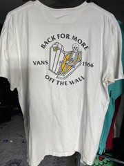 VANS “Off the Wall” White Adult Tee T-Shirt Front and Back Graphics SZ Large