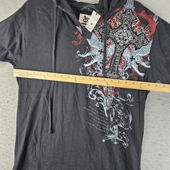 American G Style Hooded T Shirt Mens Medium Black Studded Rocker Applique