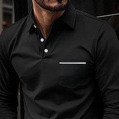 Mens Casual Shirts Grandad Long Sleeve Smart Work Business Golf Solid Tops