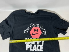 Nike black pink the Gym is my Happy Place training weight lifting t shirt M