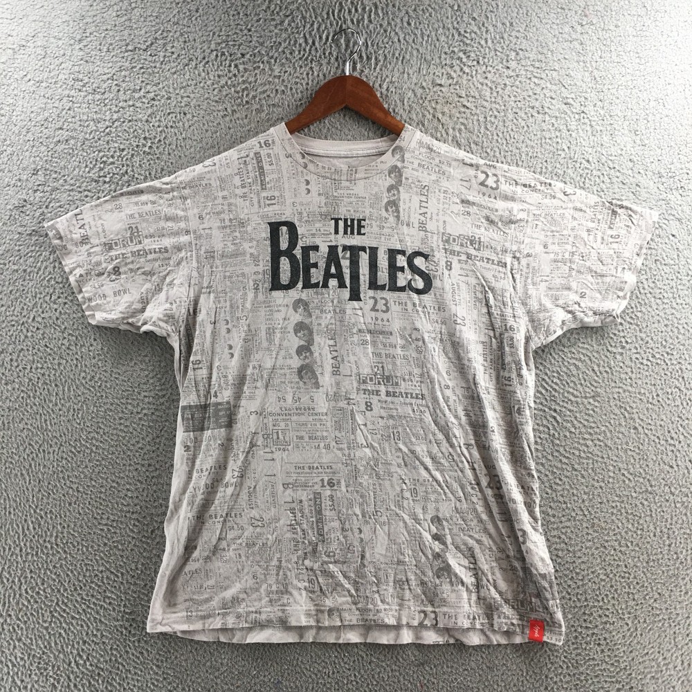 The Beatles Graphic Print Tee T-Shirt Mens XL Gray Cotton Short Sleeve Crew Neck